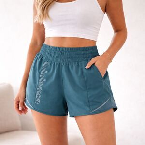 Lululemon Tracker Running Shorts Lined Women Logo Teal Athletic 4" - Size 4